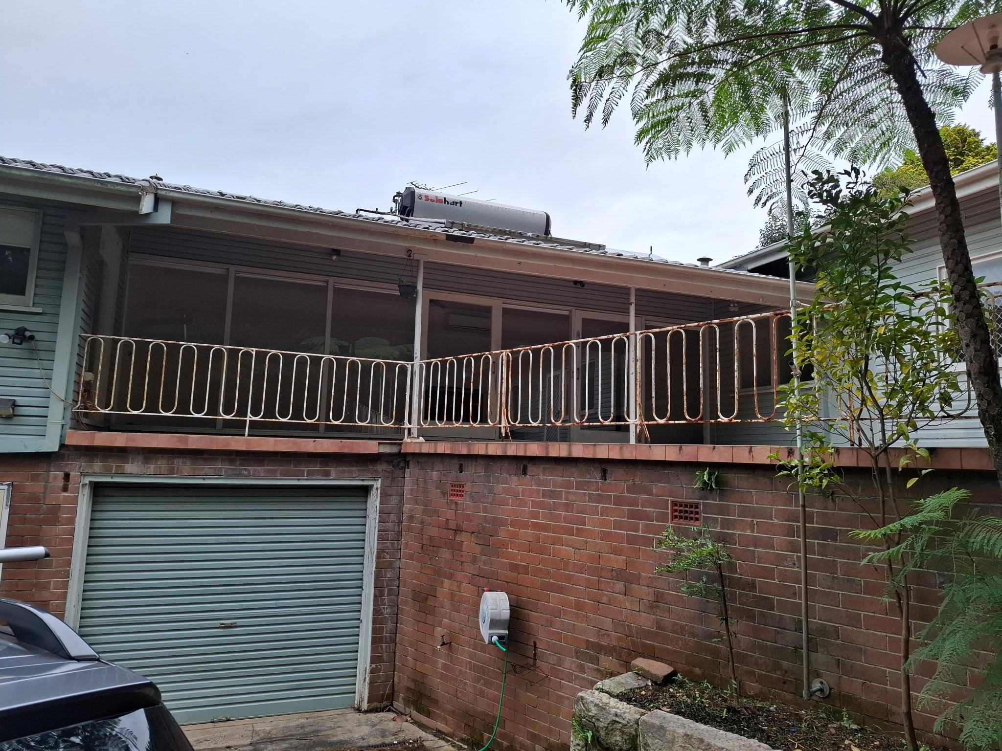 Balcony with decorative railing